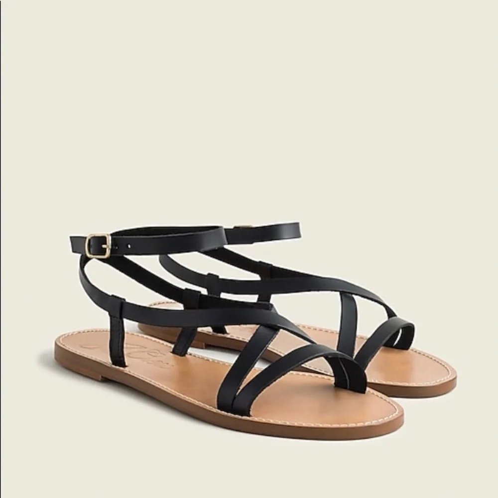 NIB J.Crew Flat‎ Strappy Sandals - Vachetta Sandals
